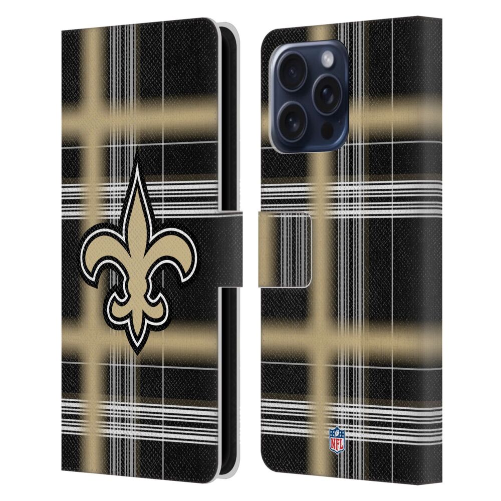NEW ORLEANS SAINTS(NFL) ニューオーリンズセインツ ニューオーリンズセインツ - Plaid レザー手帳型 / Apple iPhoneケース 【公式 / オフィシャル】